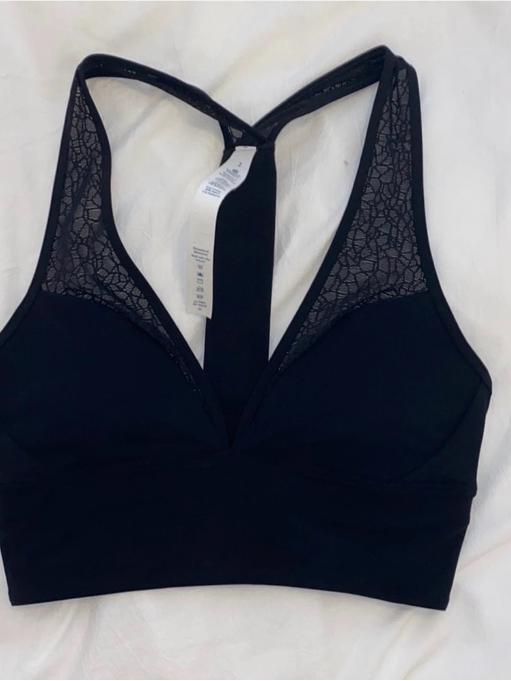 Lululemon Twist & Train Seamless Black Lace-Trim Sports Bra